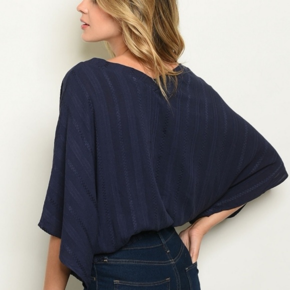 Boutique Navy V-Neck Blouse - Picture 2 of 5